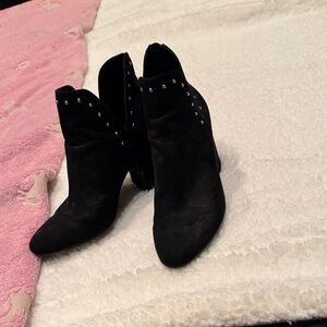 Black Suede Ankle Boots with Studs